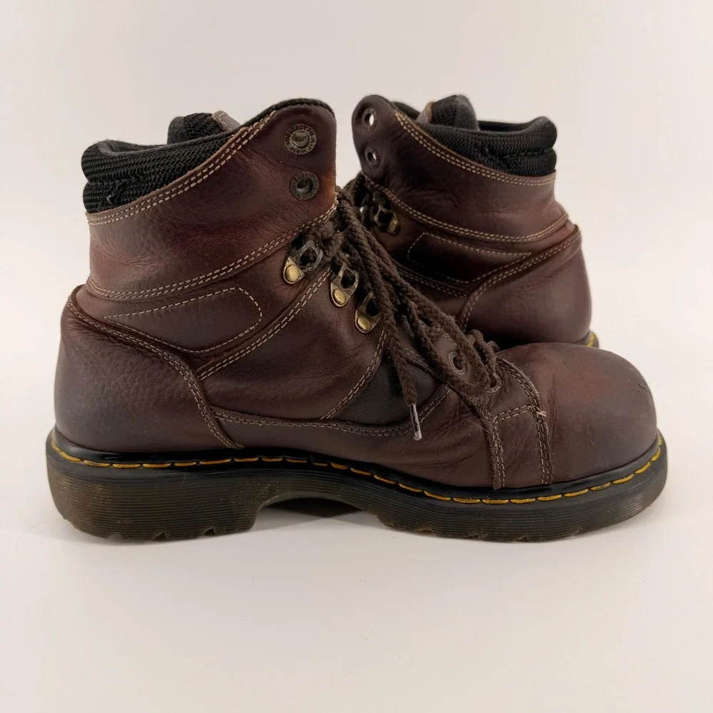 Dr Martens Industrial Steel Toe Work Boots Mens 11 Brown Leather Lace Up Hiking